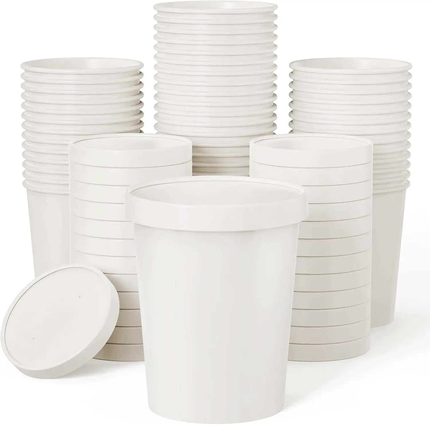 

25pack 32oz Paper Soup Containers with Lids, Disposable Food Cups, White Ice Cream Bowls, Paper food Storage with Vented