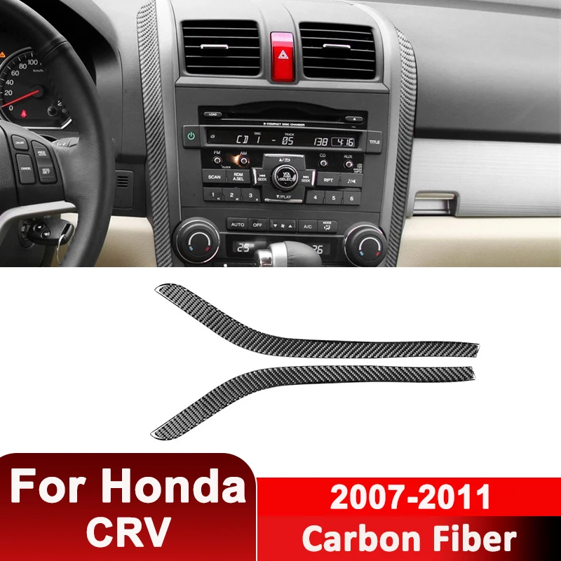 

For Honda CRV 2007-2011 Carbon Fiber Car Center Console Panel Both Side Trim Strips Decorative Sticker Interior Accessories