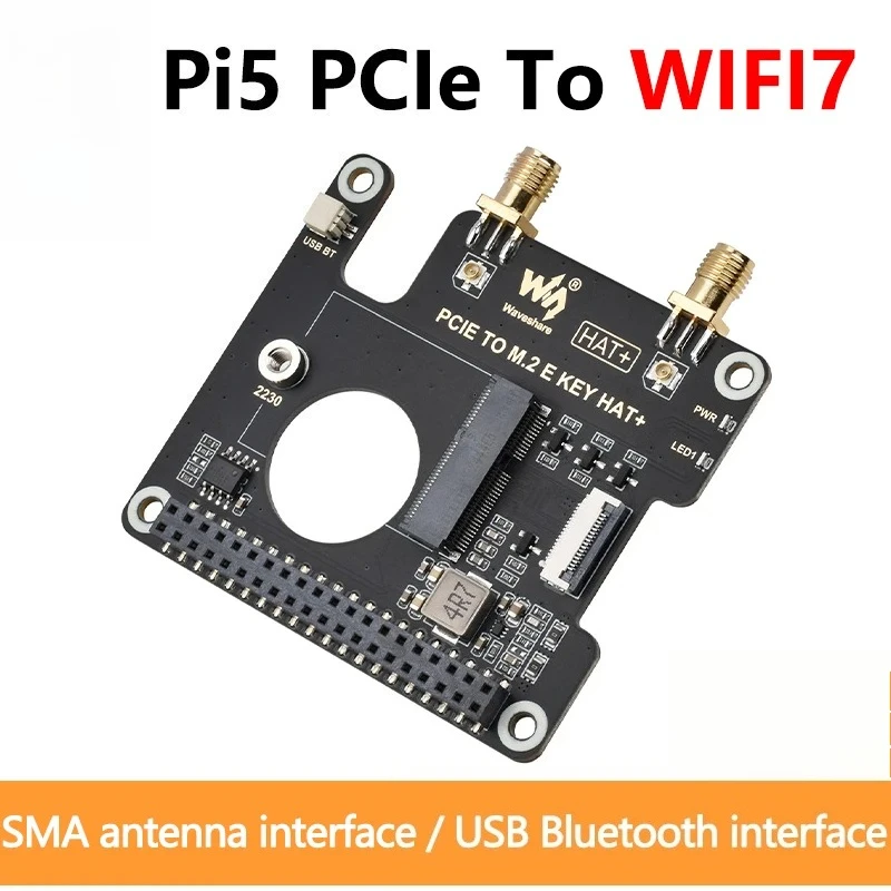 Raspberry Pi 5 PCIe To M.2 E KEY NGFF WIFI7 WIFI6 For BE200/AX210/AX200/RTL8822CE