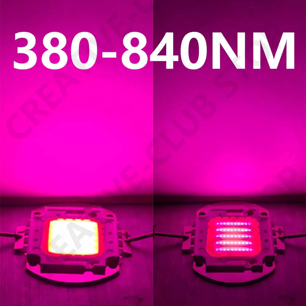 12V 30V LED Lampu Tanaman Tumbuh Daya Tinggi LED Chip Spektrum Penuh Tumbuh 380-840NM 10W 20W 30W 50W 100W untuk Cahaya Lampu Tanaman Manik DIY