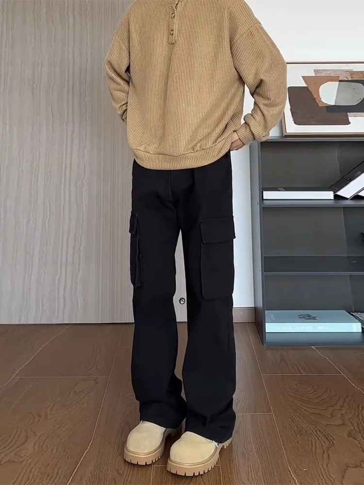 

Мужские рабочие брюки Bla American Large: модные повседневные брюки Cleanfit с высокой талией и микро-клешем для осени и зимы