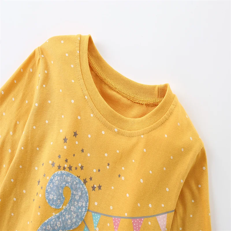 Jumping Meters 2-7T Hot Animals Embroidery Long Sleeve Girls T Shirts Kids Autumn Spring Kids Clothes Fashion Toddler Shirts