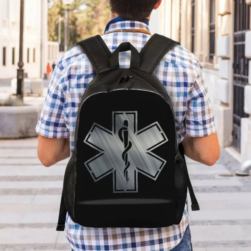 3D Printing Emt Star of Life Mochilas para meninos e meninas, paramédico, faculdade, escola, bolsas de viagem, mulheres, homens, Bookbag Fits, 15 "Laptop