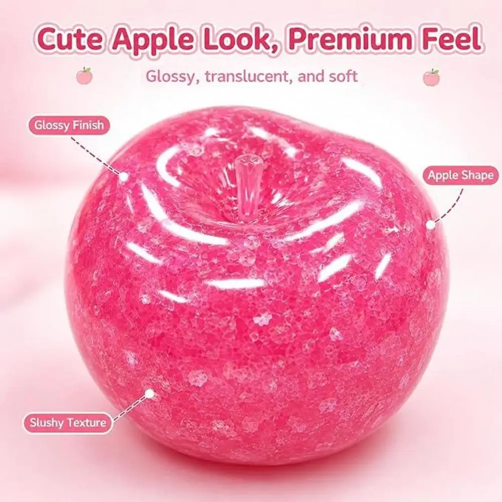 New Apple Slushie Squishy Fidget Toy Crunchy Moldable Non-Bounce Sensory Stress Reliever Medium Grip Strength Slow Rising Gift