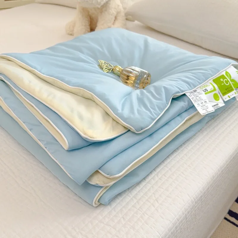 

2025 new summer solid color printing cool silk summer quilt summer cool quilt air conditioner quilt household machine washable