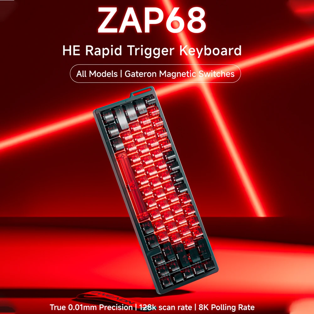 

EWEADN ZAP68 HE Magnetic Switch Keyboard Tri Mode 8K Return 128K Scanning Rate 0.125ms Latency Magnetic Axis Mechanical Keyboard