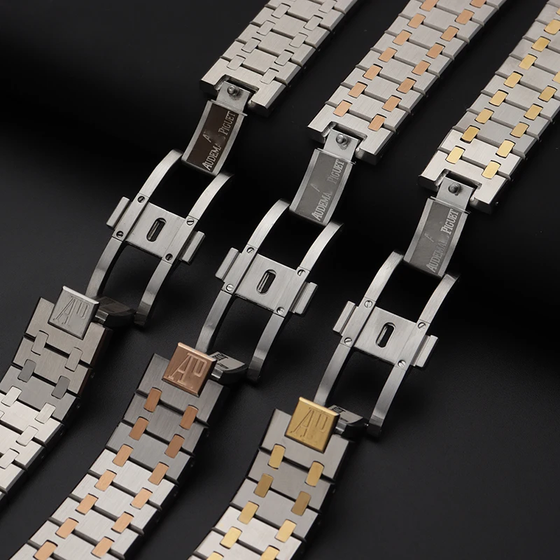 for Audeube AP Royal Oak Stainless Steel watch strap 26331/15400/15500 series solid stainless steel steel chain 21/26mm