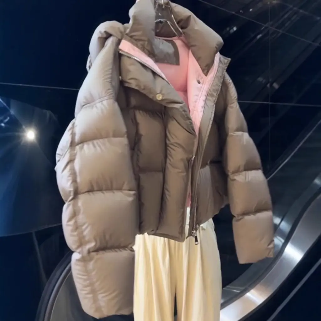 Veste courte en coton pour femmes, kaki, gris, vêtements d'extérieur, Style coréen, tendance, chic, nouveau Style, petite taille, hiver