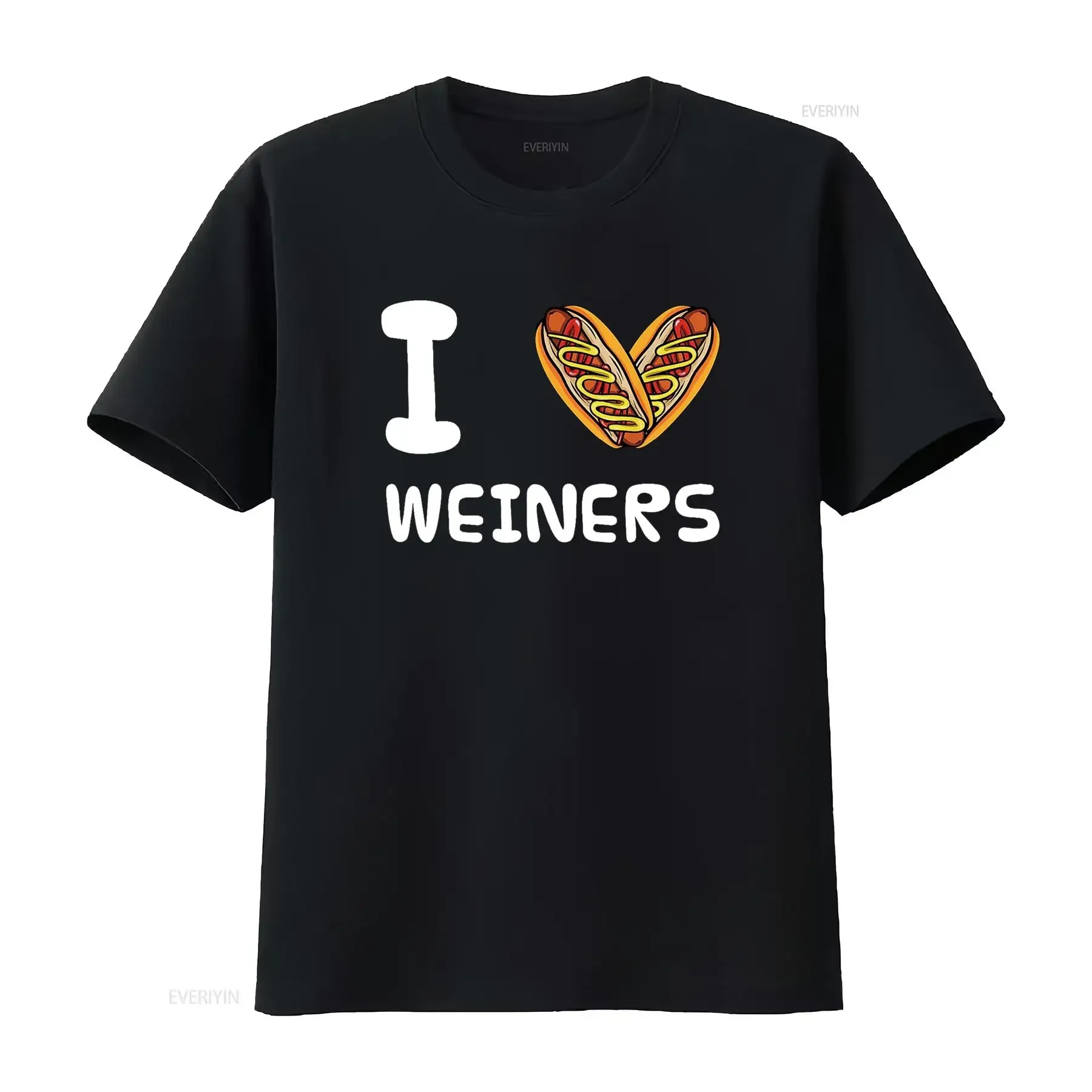 

I Love Weiners Hotdogs Frankfurter Wiener Frank Sausage Bun T Shirt Black vintage Washed homme Top For Everyday Wear streetwear