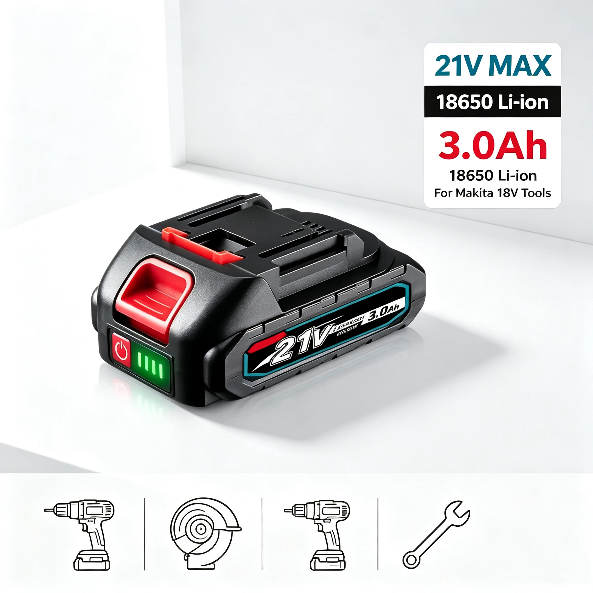 21V MAX 3.0Ah Li-ion Replacement Battery 18650 For Makita 18V Cordless Drill Angle Grinder Electric Power Tools