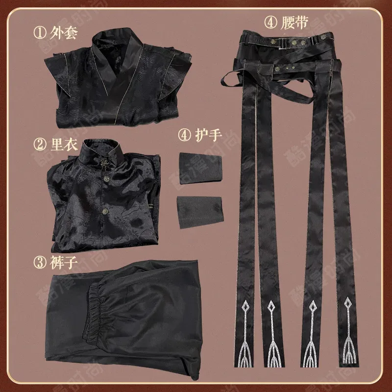 He Xuan-Peluca de disfraz de Cosplay, Anime Tian Guan Ci Fu Ming Yi, bendición oficial del cielo, traje Hanfu chino negro