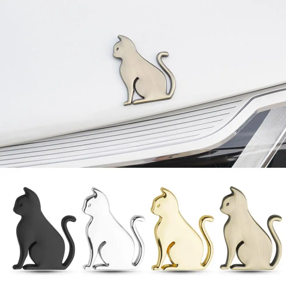 Car Decal Metal Cat 3D Animal Emblem For Scratch Hiding Chrome Finish Zinc Alloy Sticker For Body And Trunk Weatherproof Outdoor