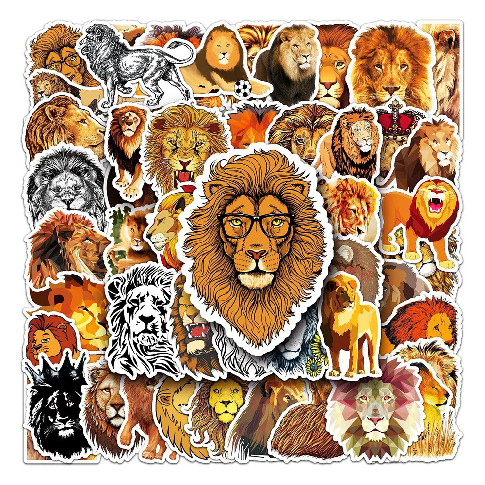 

10/30/50PCS Animal King Lion Cartoon Sticker DIY Phone Laptop Luggage Skateboard Graffiti Decals Fun for Kid Toys Gift