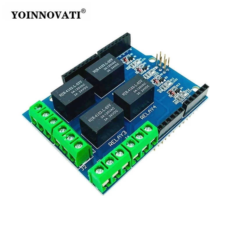 4 Channel 5v Relay Shield Module, Four Channel Relay Control Board Relay Expansion Board For Arduino UNO R3 Mega 2560