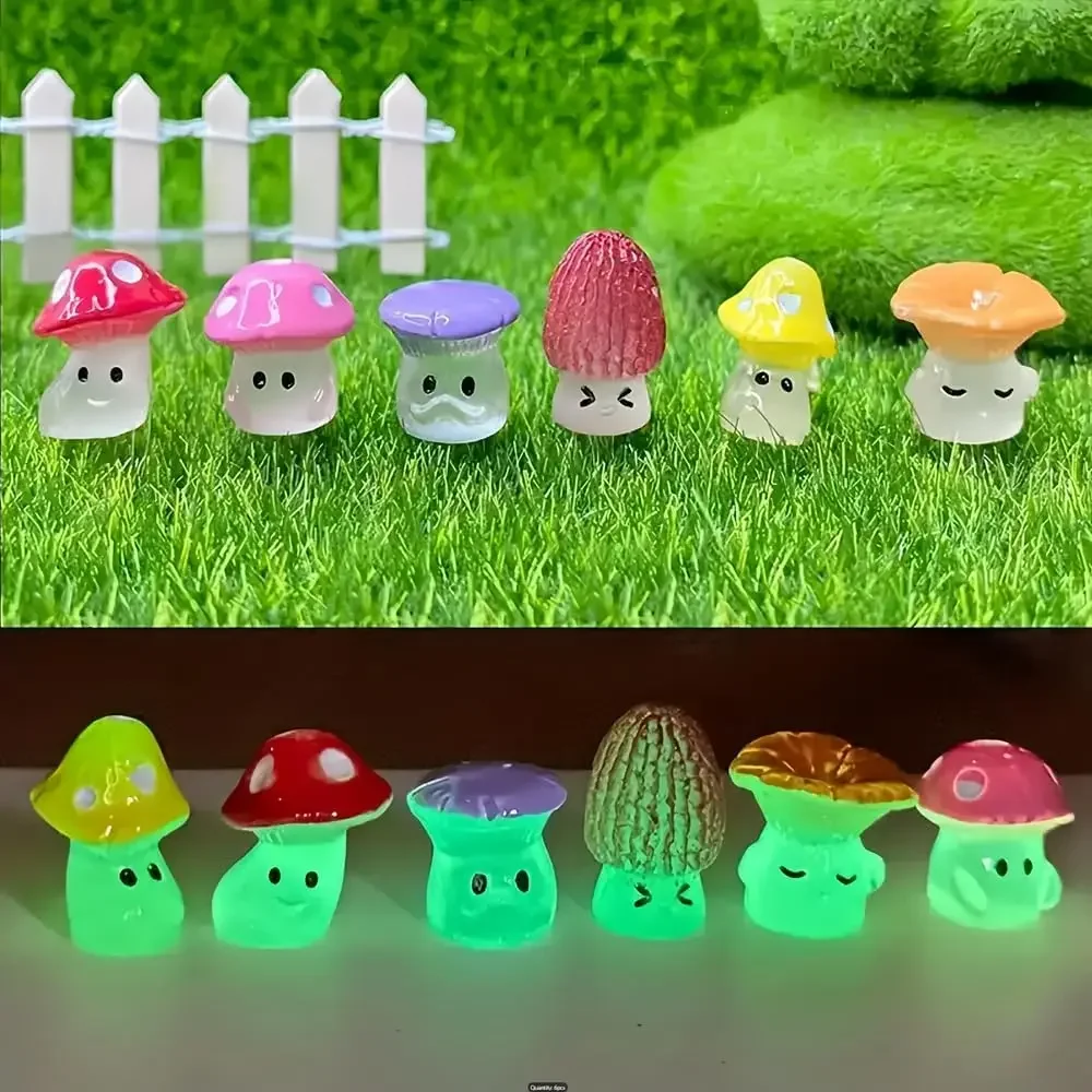 

30PCS Luminous Resin Cartoon Wild Mushrooms Statue Decoration Miniature Fairy Garden Accessories For Rooms, Courtyards, Gardens
