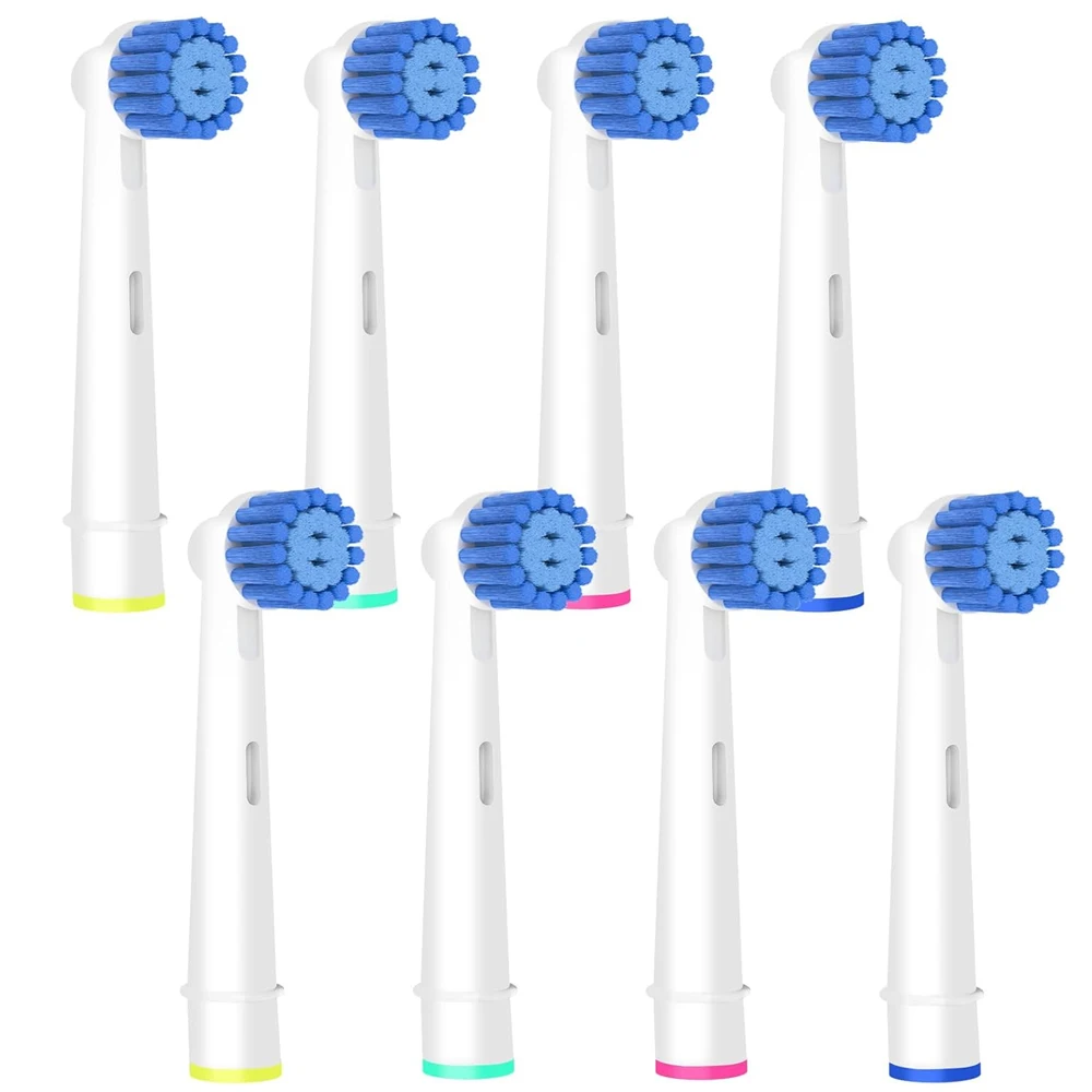 8 Pack Sensitive Gum Care Replacement Brush Heads Compatible with Oral B Electric Toothbrush. Soft Bristle for Superior