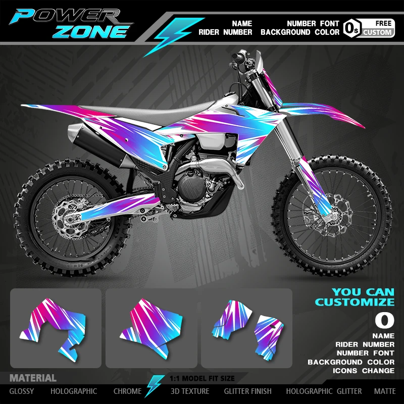 Powerzone  For KTM EXC EXC-F 2024 2025 2026 SX SXF 2023 2024 2025 Custom Number Name Motorcycle Sticker Decal Graphic Kit  101