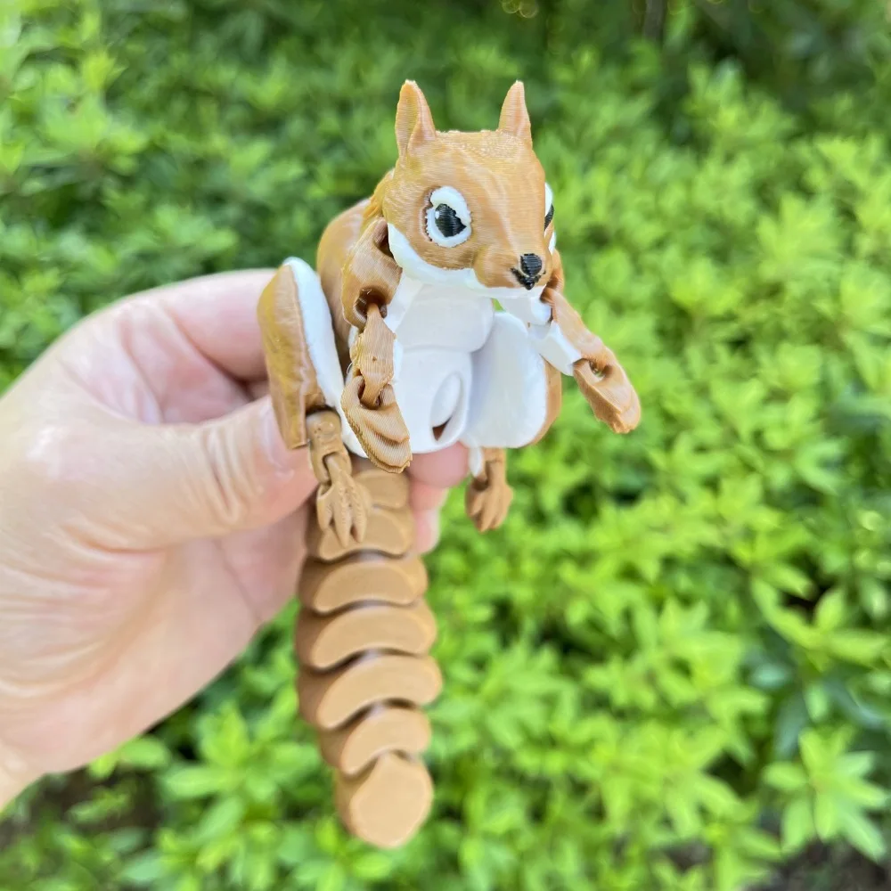 3D-gedrucktes Waldtier-Eichhörnchen-Spielzeug, flexible Gelenke, bewegliches süßes kleines Eichhörnchen, kreative Heimdekoration, Ornamente, Kindergeschenke