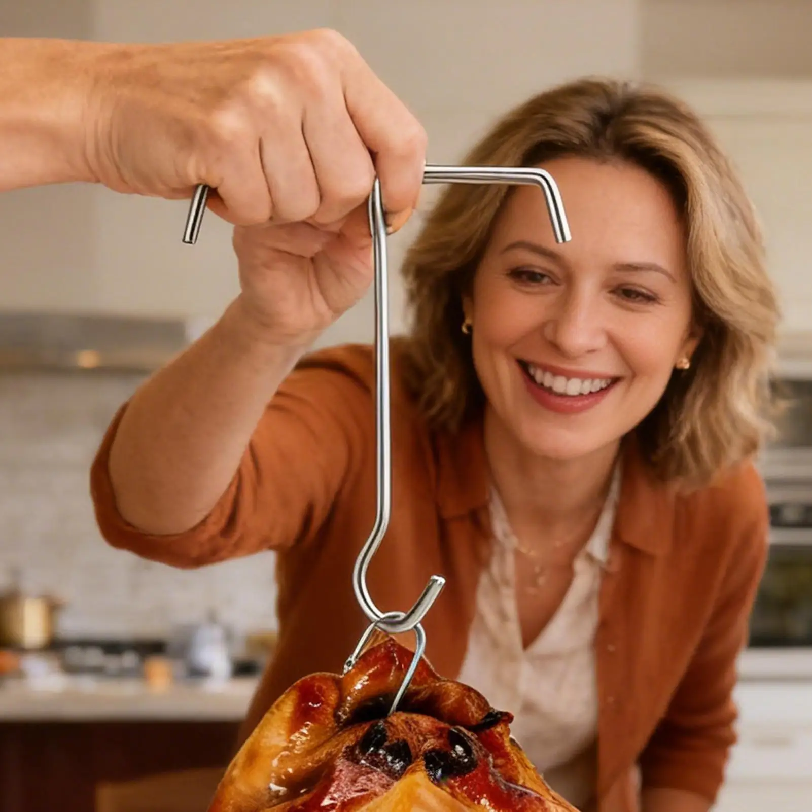 Turkey Hook Stainless Lifting Hanger Fryer Hook for Thanksgiving Kitchen Restaurant Fried Food Poultry Meat Frying Cooking