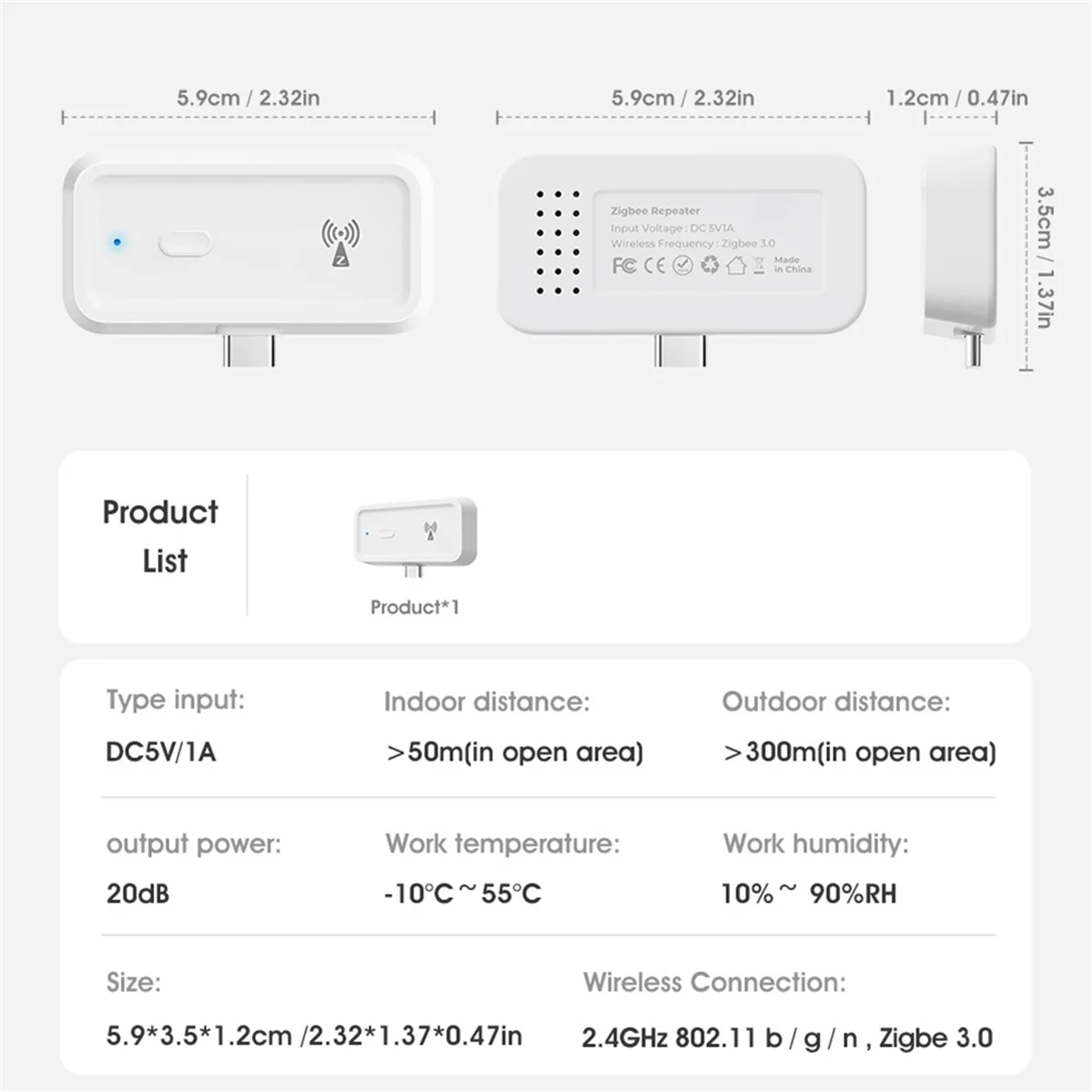 New Tuya Smart Home Zigbee Repeater Type-C Extender Signal Expansion Transmission Repeater Gateway Wireless Bridge