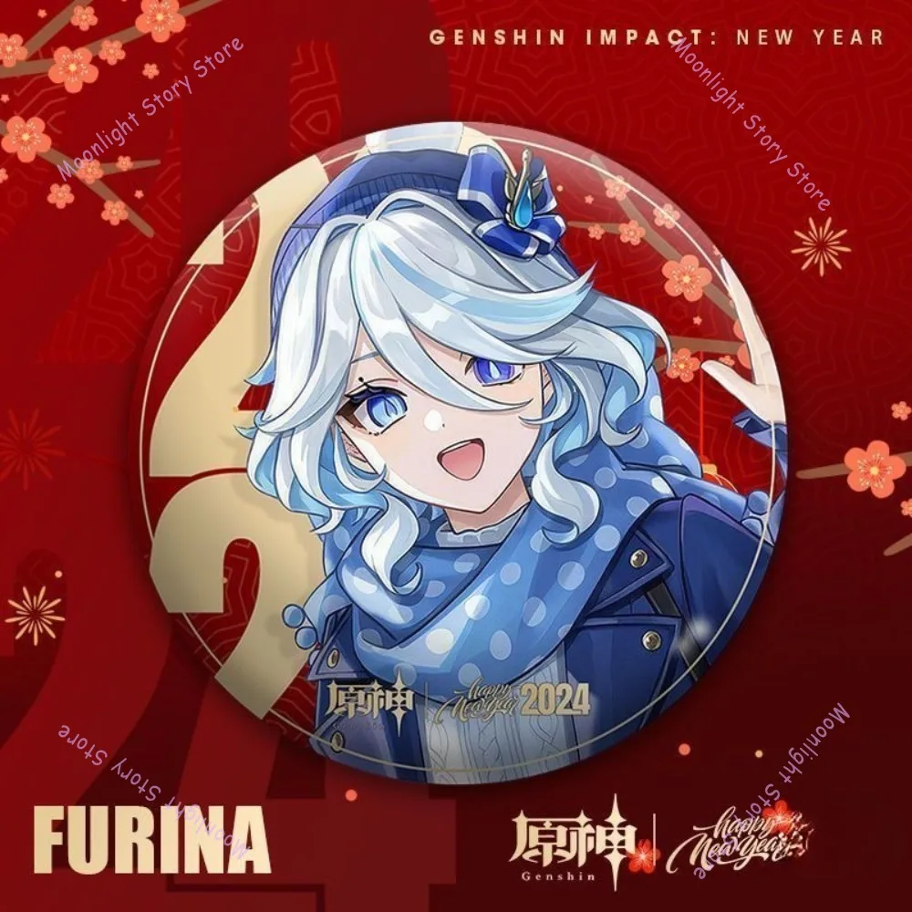 New Year's Genshin Impact Game Peripherals Five Gods Badge Fernina Nashida Zhongli Pendant Trendy Play Brooch Gift for Fan