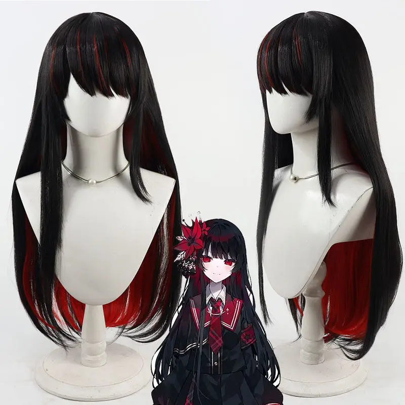 애니메이션 마법 소녀 마녀 재판 니카이도 히로 코스프레 가발 블랙 롱 내열성 합성 머리 할로윈 역할 놀이 파티