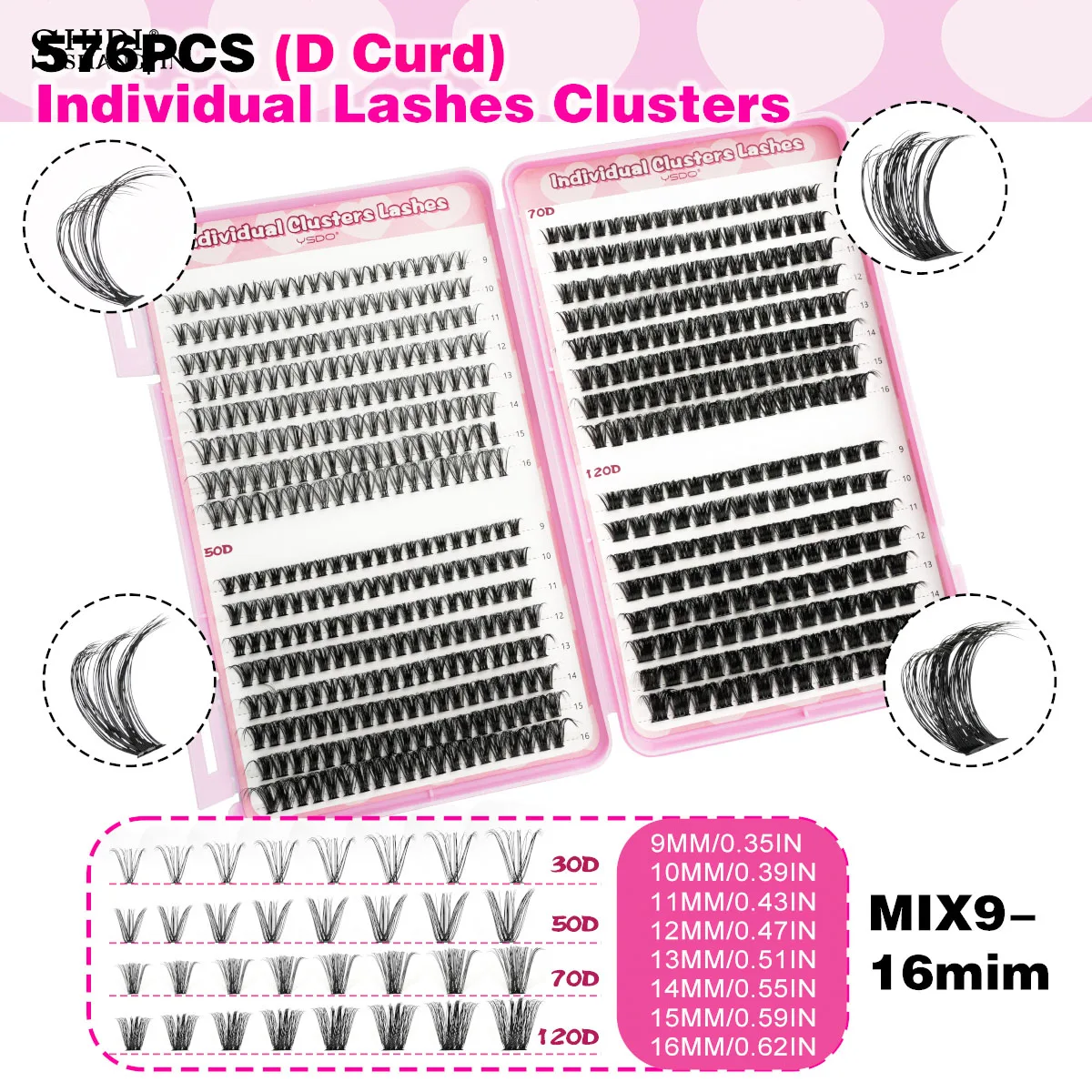 14/32 Reihen Einzelwimpern-Set, Cluster-Wimpern DIY Wimpernverlängerungs-Kit mit Kleber, Versiegelung, Kleberentferner und Pinzette – Detail 21