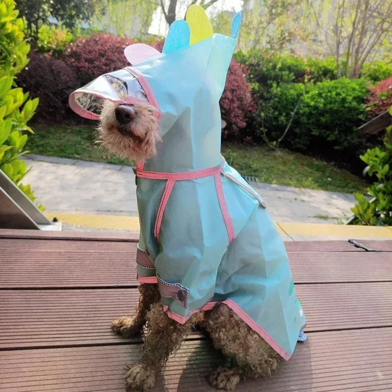 Dinosaur Reflective Raincoat for Dogs Suk French Bulldog Funny Hat Pet Hoodie Coat Cloak Waterproof Pomeranian Cat Stuff Clothes