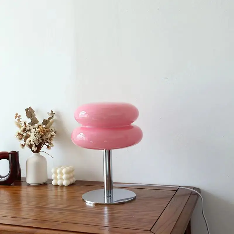 Egg tart glass lamp simple medieval desk lamp bedroom bedside night light living room decoration