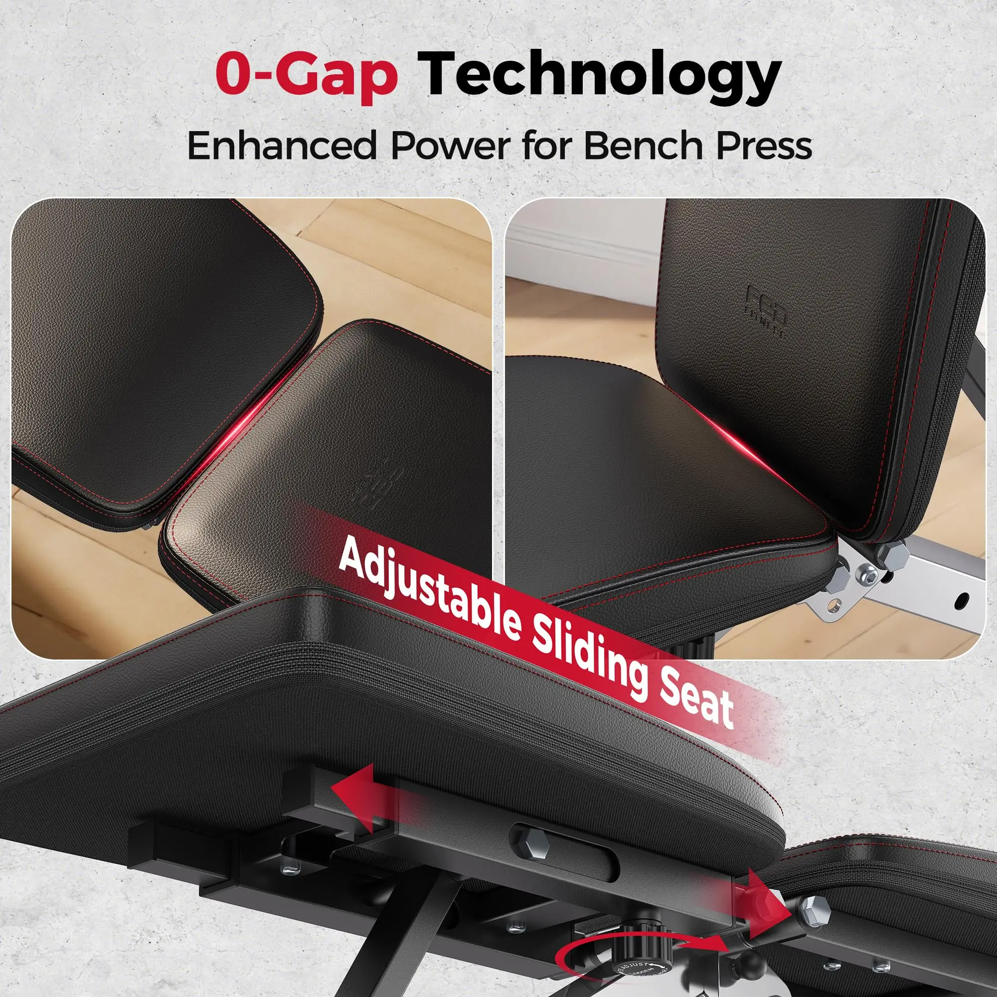 Adjustable Weight Bench, 1000LB Zero-Gap Foldable Workout Bench