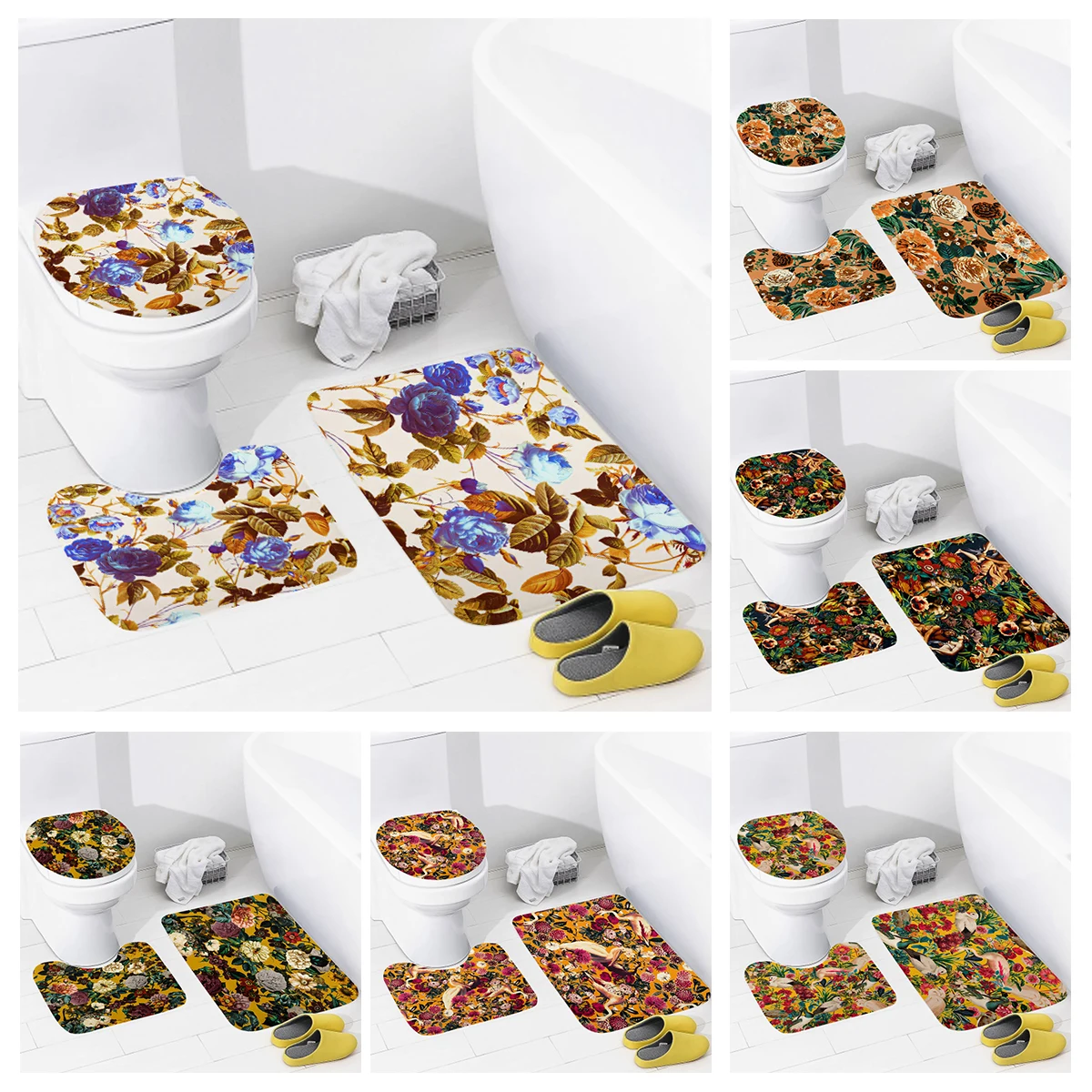 Home bathroom floor mats animal style Bath Foot mat modern accessories rug Toilet mat Bathtub anti-slip carpet plant fruit cute