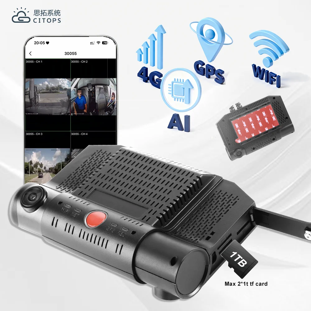 Dual Camera 2CH 1080P Mobile MDVR Car DVR Front & Driver Remote Vehicle DVR 4G GPS Dual TF Card Taxi Recording System