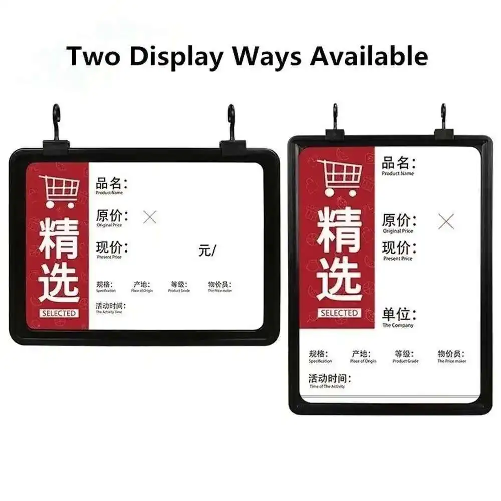 5set A5 Supermarket Fruits And Vegetables Plastic Price Sign Board Price Paper Sign Holder Clip Hanging Frame view 3