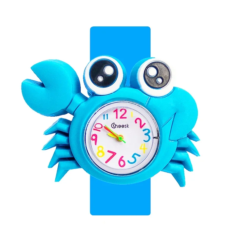 Cute Baby Bracelet Children's Watch Cartoon Aquatic Animals Toy Kids Learn Time Clock Slap Watches for Girl Boy Birthday Gift