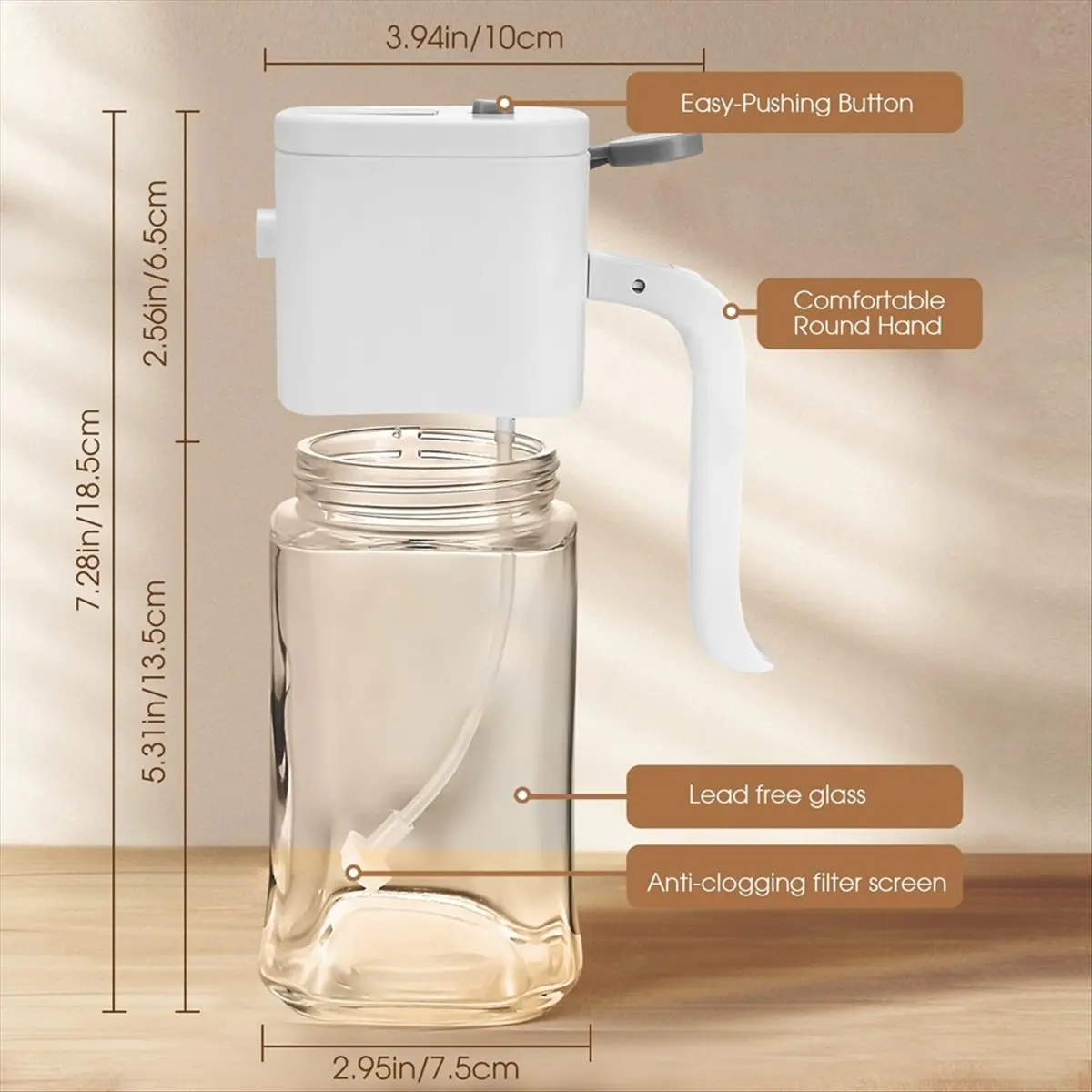 Nuevo Dispensador de Aceite de Oliva 2 en 1, Botella de Spray de 16.9oz/500ml - Dispensador de Aceite de Oliva 2 en 1, Apto para Freidoras de Aire