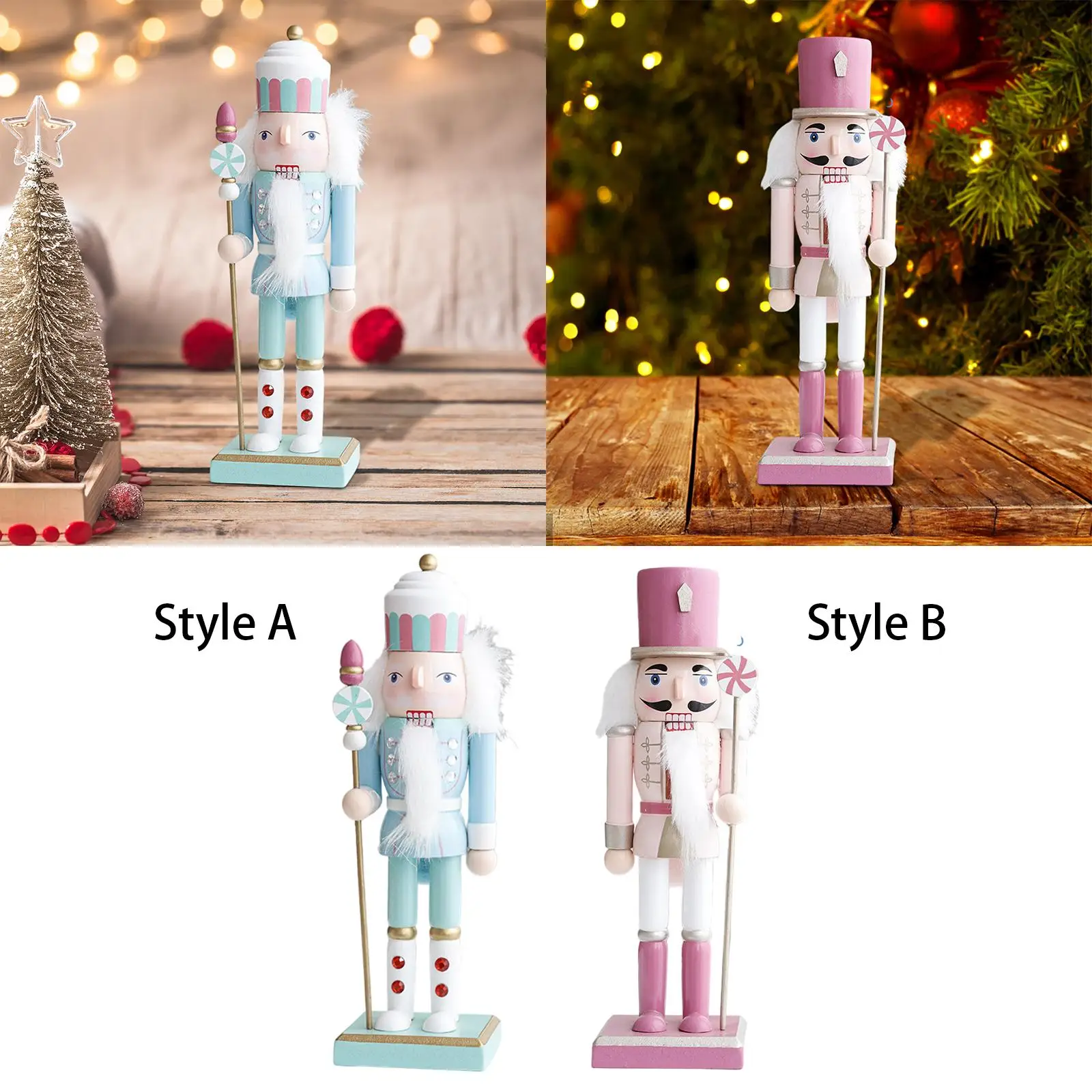 

Nutcracker Ornament Christmas Decors Wooden for Living Room Shelf Birthday
