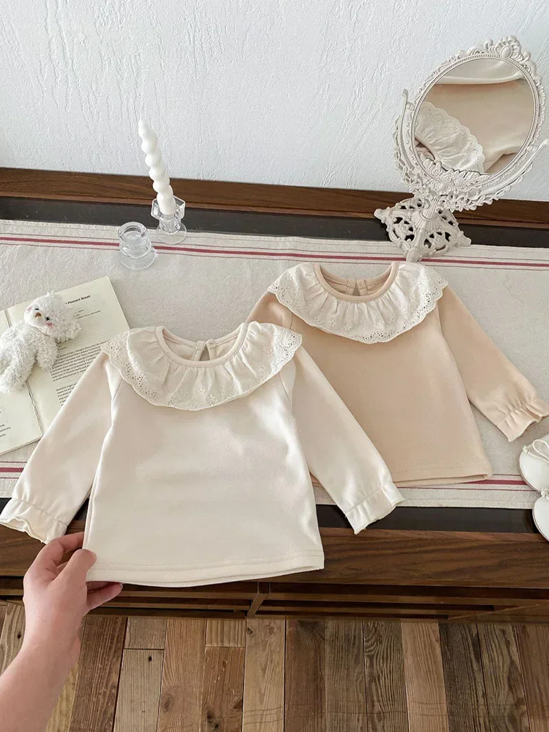 Baby Cute Undershirts 0-3T Toddler Lace Collar Bottoming Shirt Infant Girls Outwear Tops