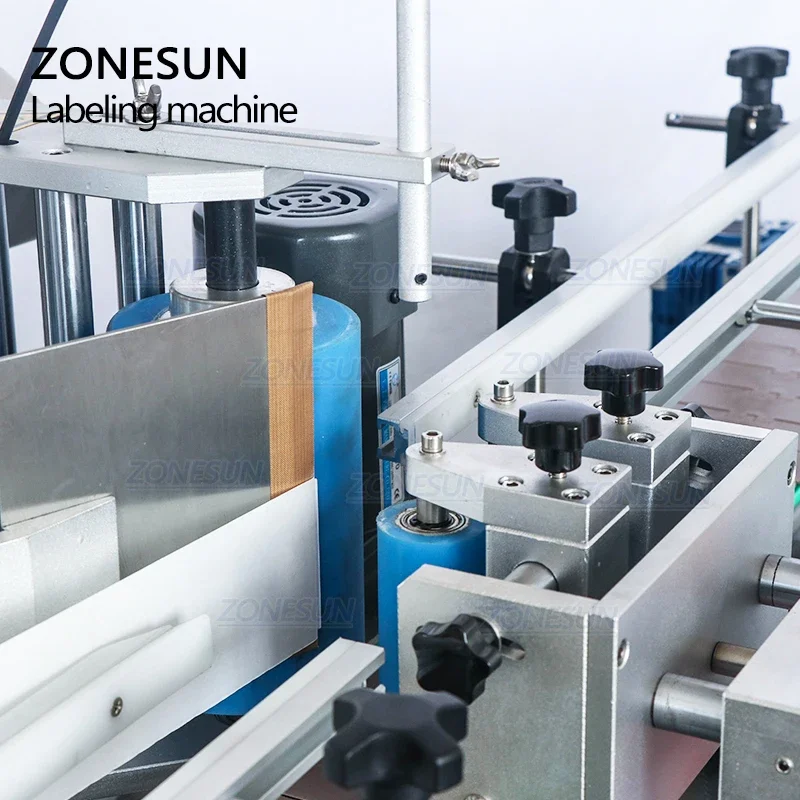 ZONESUN Vertical Automatic Round Vinegar Drink Wine Bottle Jar Can Double Side Labeling Machine For Production