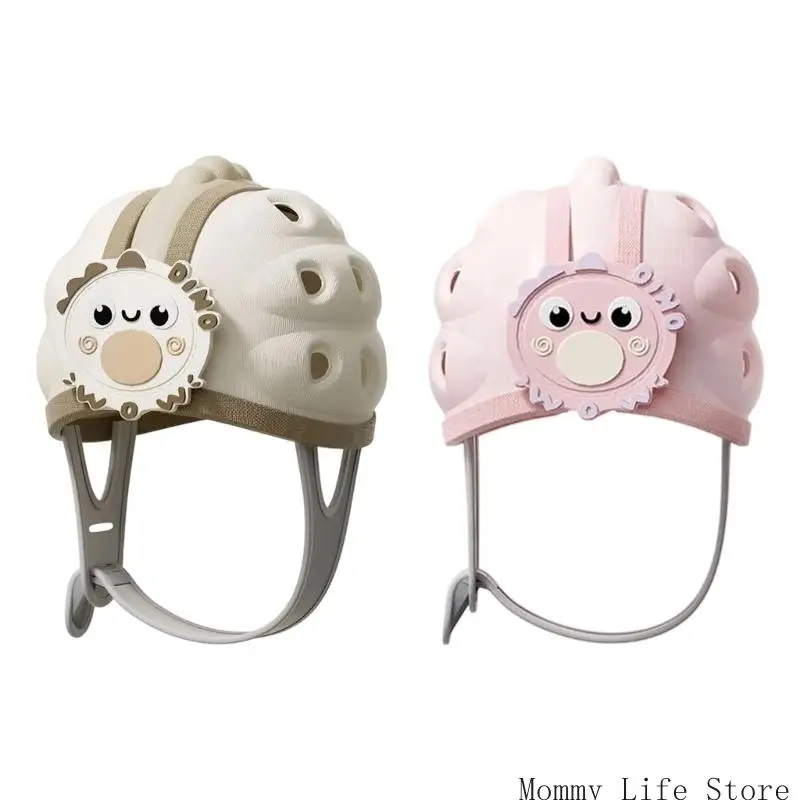 

Lovely Bump Prevention Cap Adjustable Strap Design Polyester Blended Helmet Hat For Baby Neck Strain Reduction