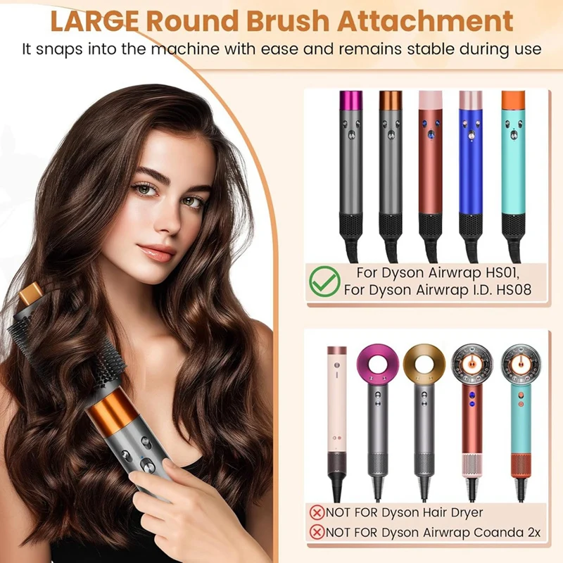 Large Round Volumizing Brush Attachment for HS01 HS05 HS08 Straight Wavy Hair Styling Tool