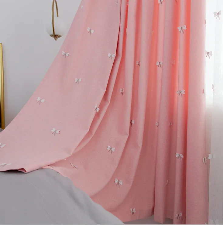 New Cartoon Animation Cute Butterfly Flying Embroidered Curtains Curtains for Living Dining Room Bedroom