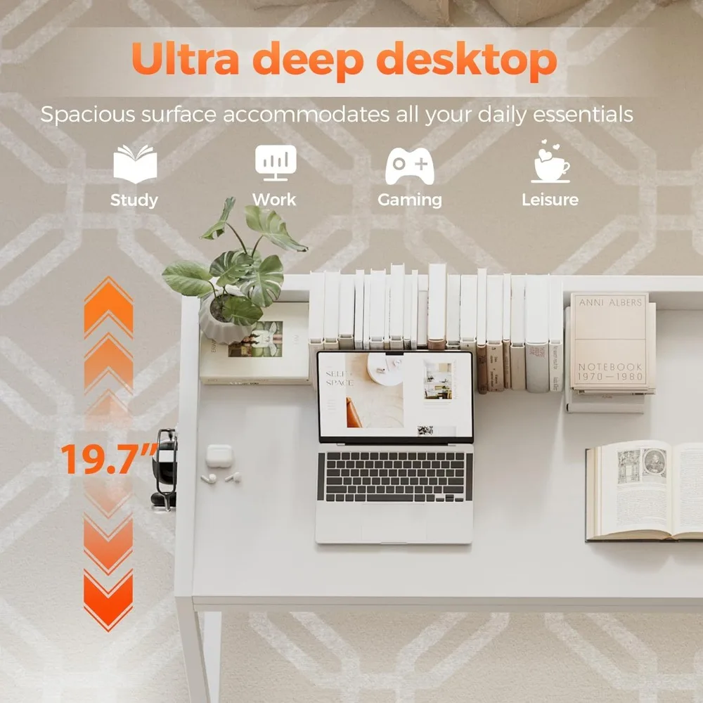 مكتب ألعاب مدمج على عجلات للمساحات الصغيرة، طاولة مكتب منزلية حديثة وبسيطة الطراز، مثالية للدراسة والكتابة #5