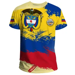 Colombia National Flag Emblem Summer Fashion New 3D Printing T Shirt Colombia Coat Of Arms Graphic T-shirts For Men Vintage Tops