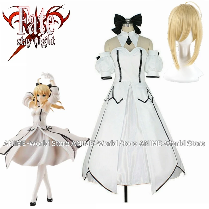 《Custom Size》Fate Grand Order Saber Lily Altria Pendragon Cosplay Costume Female White Dress Carnival Halloween Dresses Anime