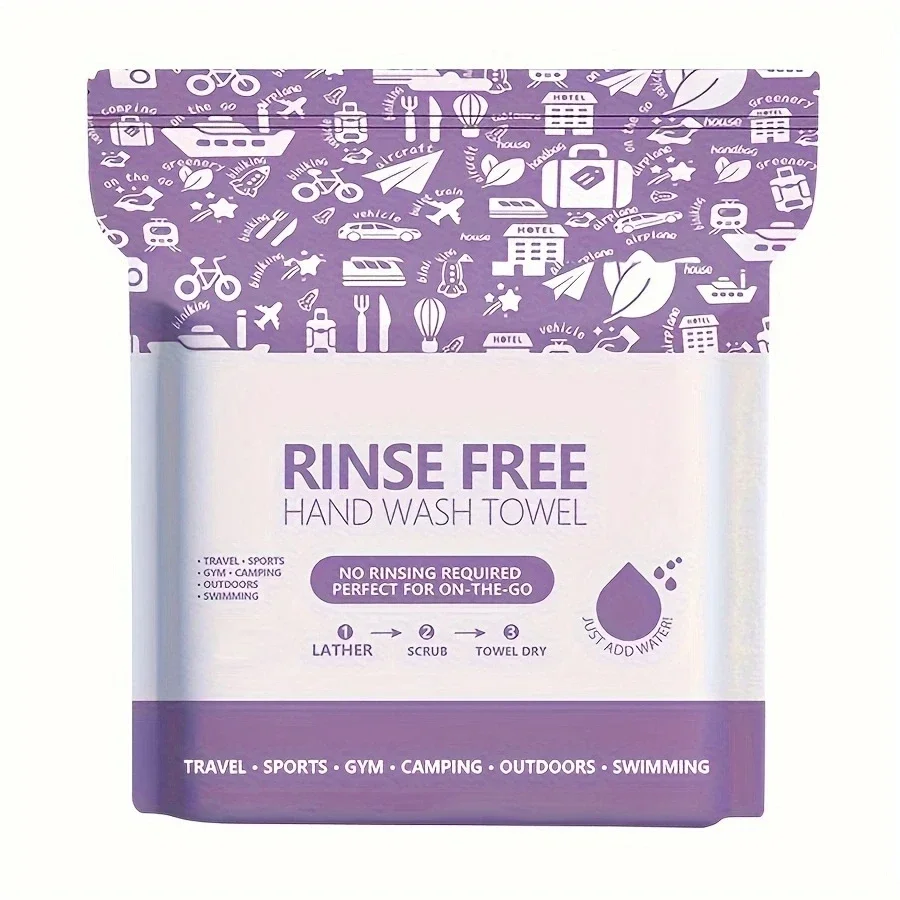 25‑75Pcs 30*30cm Disposable Self‑Foam No‑Rinse Towels Add‑Water Foaming Wipes for Outdoor Camping Travel Body Cleaning