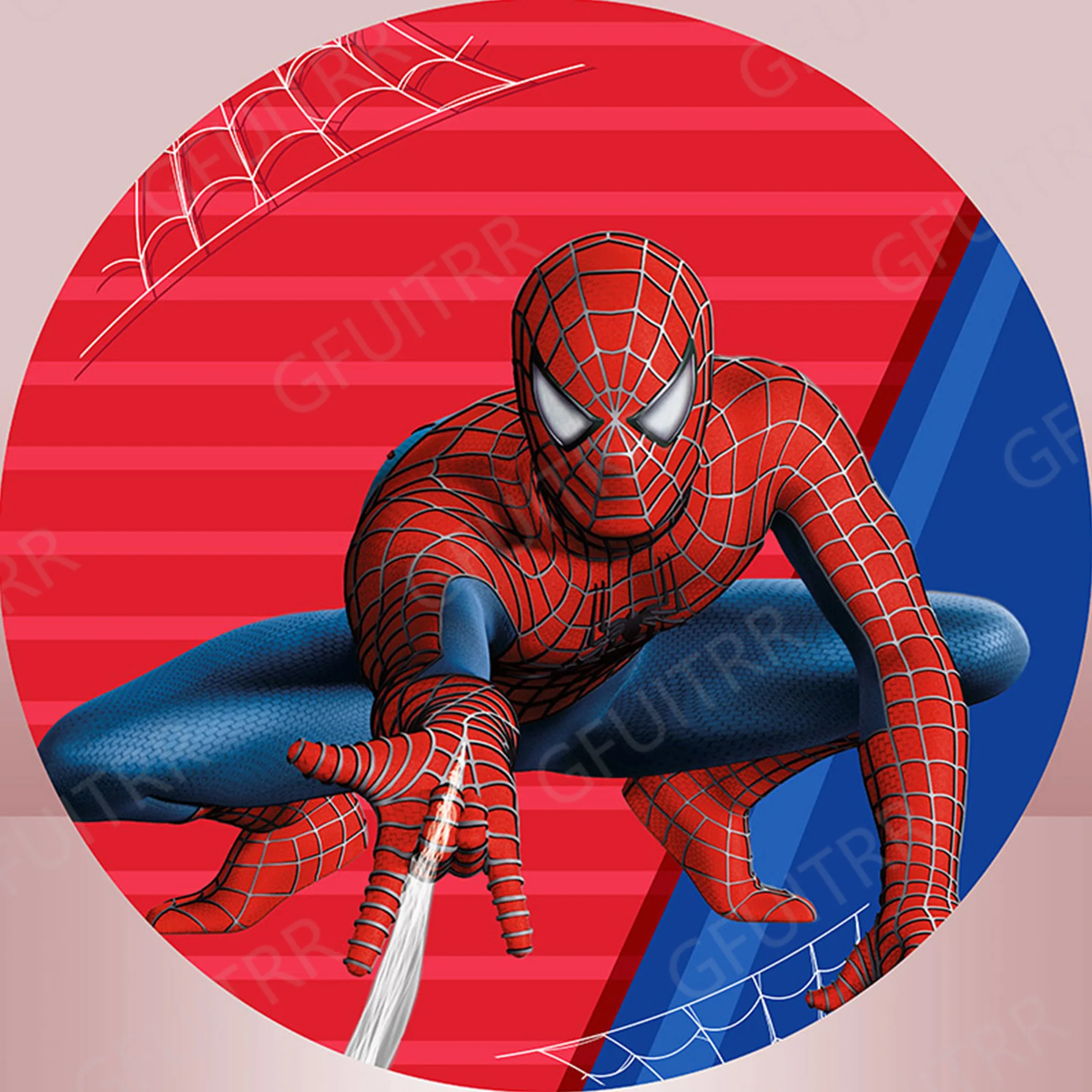 Spiderman Custom Round Cover Kid Birthday Photo Backdrop Disney Theme Circle Cylinder Cover Decorations Photo Studio Photocall