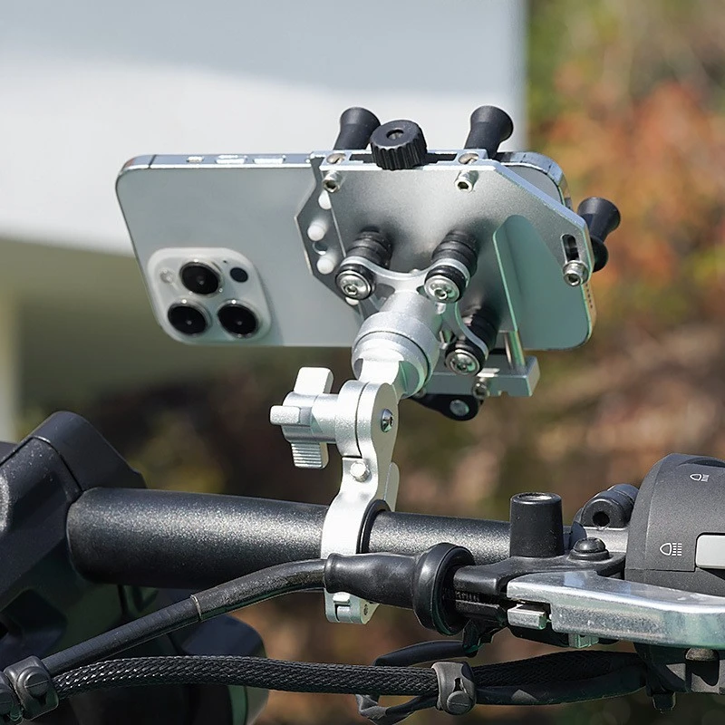 Bike Phone Mount Aluminum Alloy Quick Release Anti Vibration Stable Holder for Motorcycle E-bike Delivery Navigation Non Shake