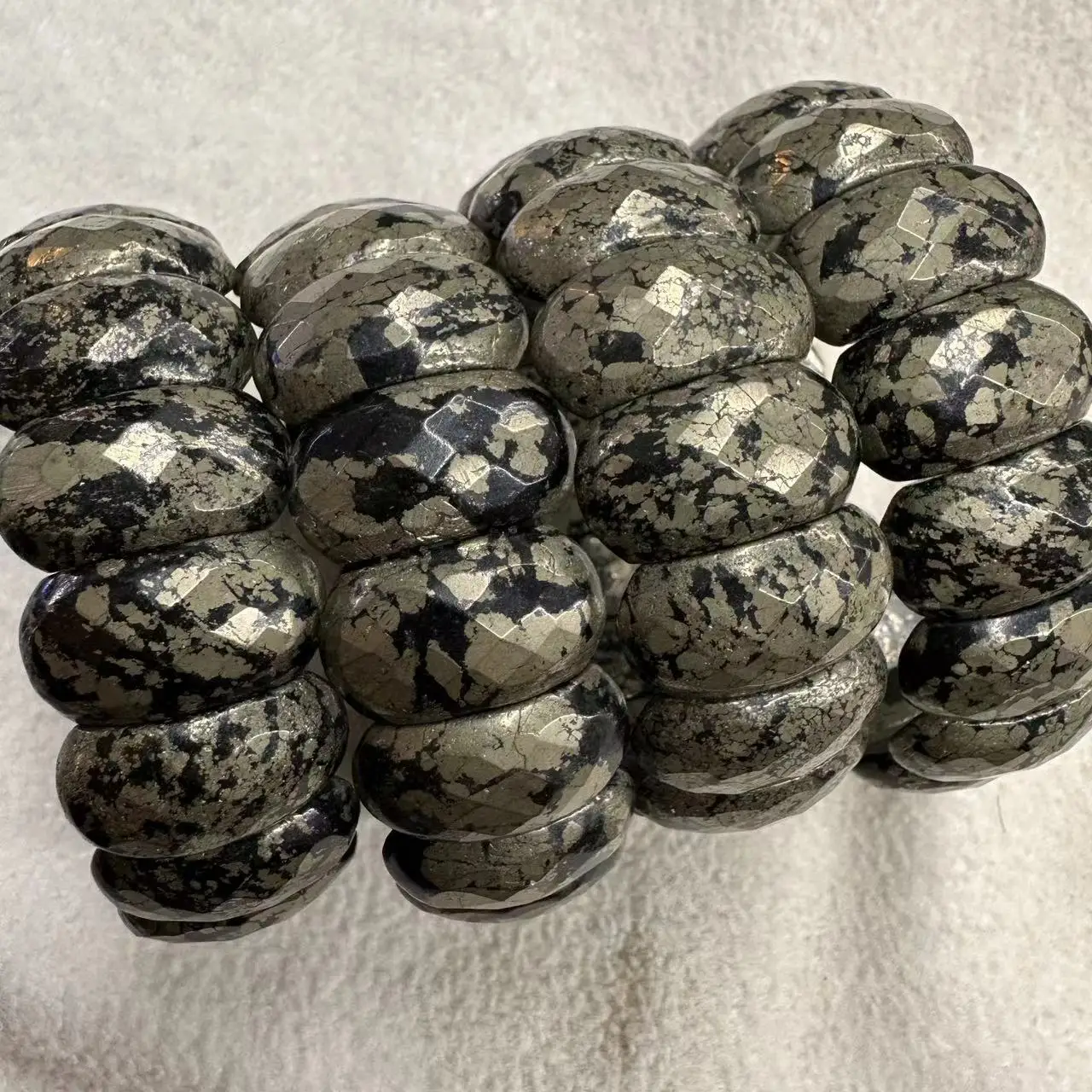 

Natural Pyrite Stone Beads Bracelet Natural Energy Gemstone Jewelry Bangle for Women for man Gift Wholesale !
