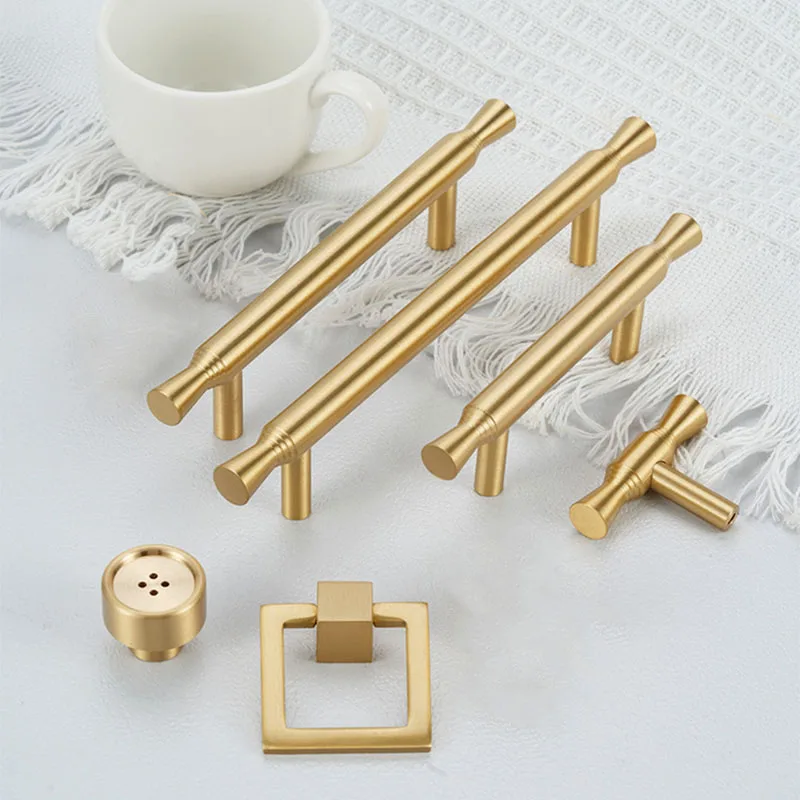 Solid Brass Handle Kitchen Cabinet Drawer Pull Bar Wardrobe Bar Handles Modern Simple Furniture Door Hardware