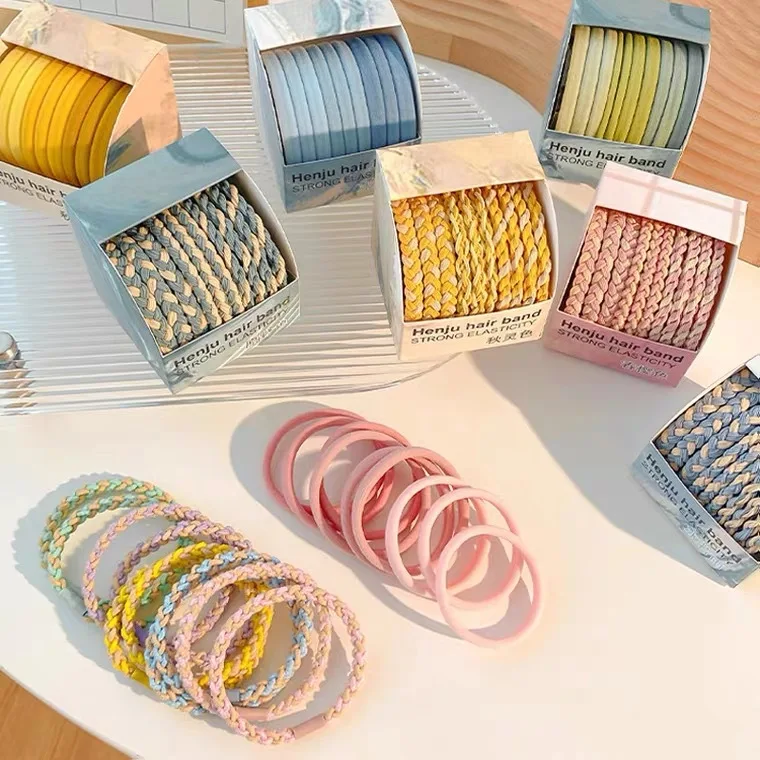 Elegant Dark Braid Hair Rope Women 2026 New Simple Elastic Boxed Small Ponytail Bands Popular Headwear Accessory